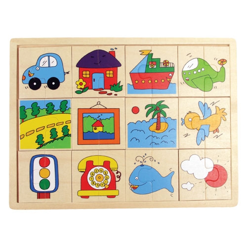 Dvoudílné dřevěné obrázkové puzzle - 24 dílků
