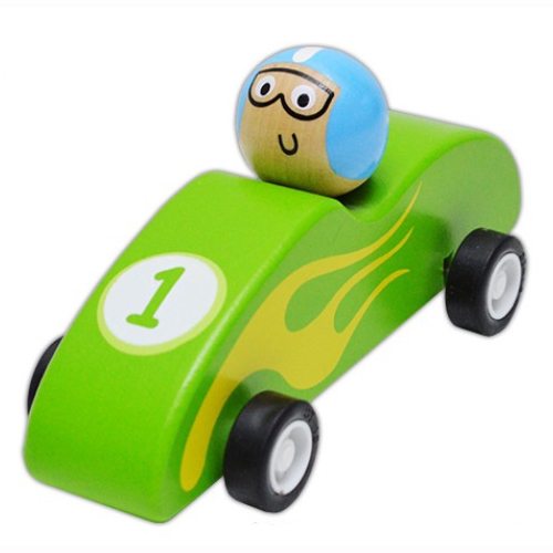 Dřevěné závodní autíčko zelené