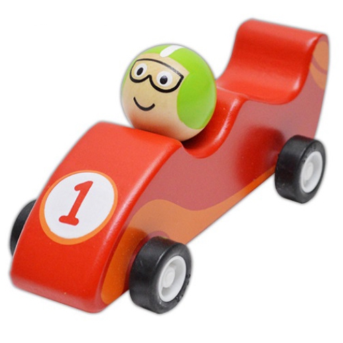 Dřevěné závodní autíčko červené