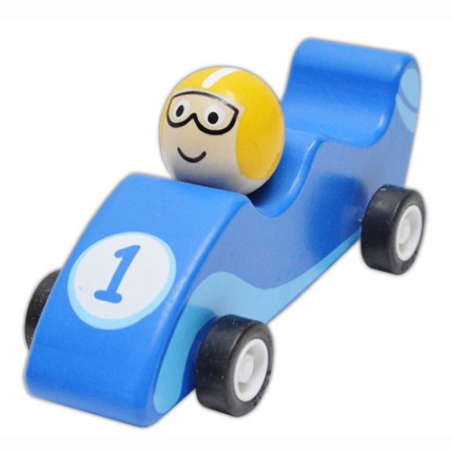Dřevěné závodní autíčko modré