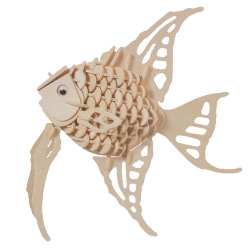 Dřevěné 3D puzzle - zlatá rybka - 129 dílků