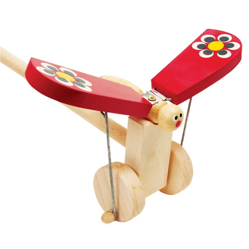Dřevěná hračka na tyči - Motýl červený - POSLEDNÍ KUS
