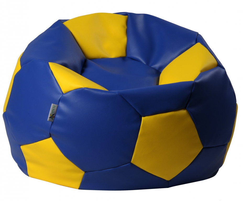 Sedací pytel - Euroball 90x90x55cm - Koženka modrá/žlutá