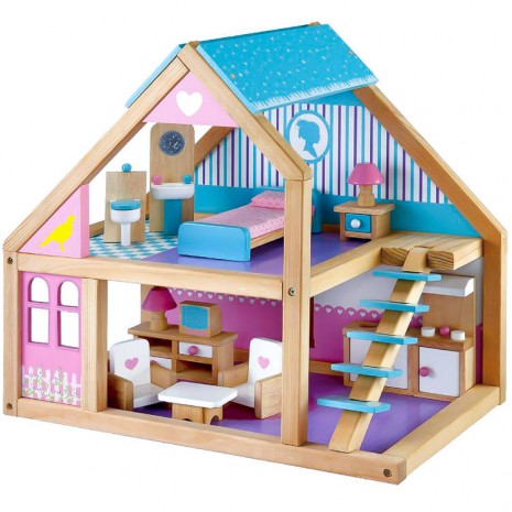 Drewmax 4257 - Dřevěný domeček pro panenky (40 cm)