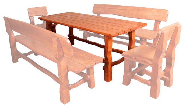 Zahradní stůl z masivního olšového dřeva, lakovaný 200x80x75cm - Olše přírodní - VÝPRODEJ