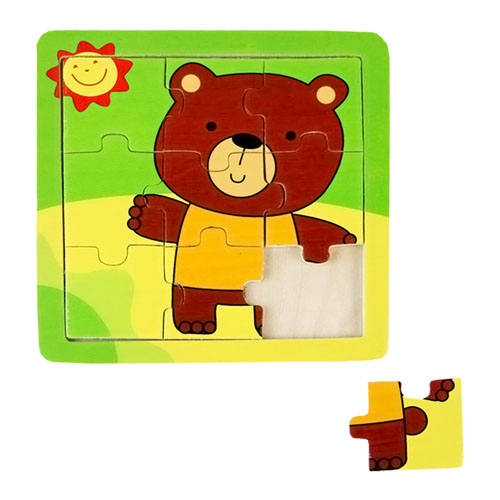 Veselé dřevěné puzzle - Medvídek - 9 dílků
